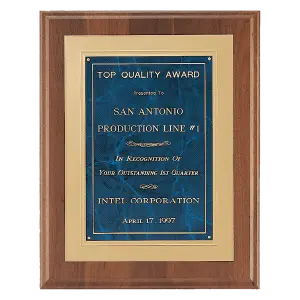 American Walnut Plaque with Sapphire Marble LaserFX Plate