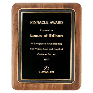 American Walnut Plaque w/Textured Black Florentine Black Border LaserFX Plate