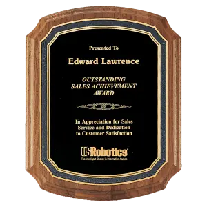 American Walnut Plaque w/Textured Black Florentine Black Border LaserFX Plate