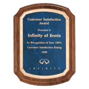 Coventry Series American Walnut Plaque with Sapphire Marble LaserFX Plate