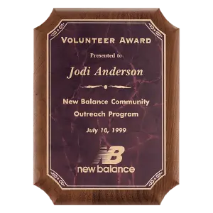 American Walnut Plaque with Ruby Marble LaserFX Plate