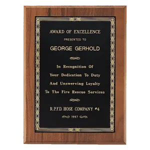 American Walnut Plaque with Black Brass Plate (Sheffield Series)