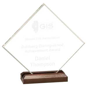 Clear Acrylic Diamond with Walnut Base