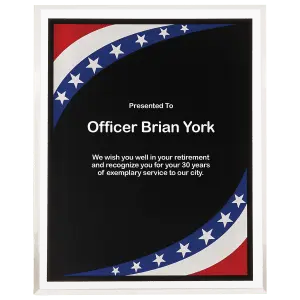 Stars and Stripes Marble Border Clear Plaque