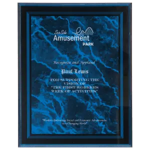 Blue Marble Border Clear Plaque