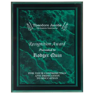 Green Marble Border Clear Plaque