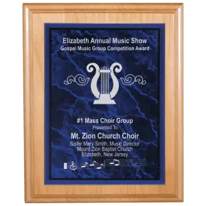 Genuine Red Alder Plaque with Purple Marble Acrylic Plaque Plate