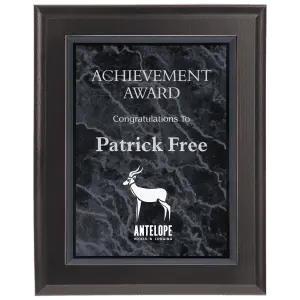 Solid Matte Black Plaque with Black Marble Acrylic Plaque Plate