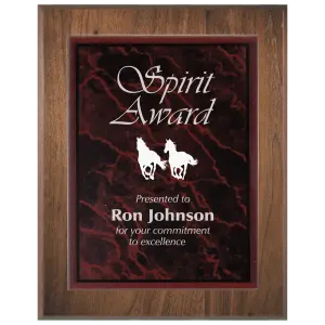 Genuine Walnut Plaque with Red Marble Acrylic Plaque Plate