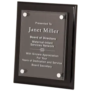 Small Black Piano Finish Floating Acrylic Plaque