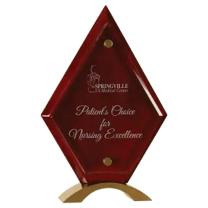 Large Diamond Rosewood Piano Finish Floating Acrylic Standup with Gold Base