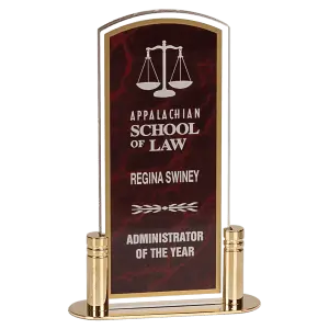 Red Marble Arch Acrylic with Brass Base