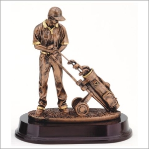 GOLFER WITH TROLLEY, MALE