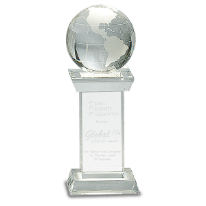 Crystal Globe on Clear Crystal Tower Base