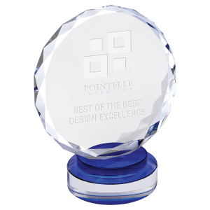 Round Crystal with Blue/Clear Base