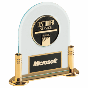 Acrylic CAM Award with Gold Base, Black Brass Plate (Medallion Sold Separately)