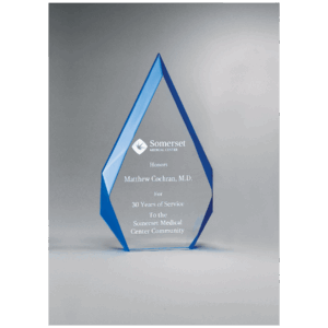 Flame Series Clear Acrylic with Blue Accented Bevels