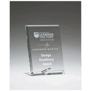 Clear Glass Award with Silver Plated Easel Post
