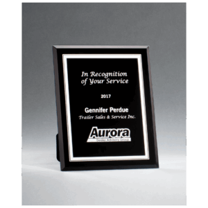 Black Glass Plaque with Silver Border and Easel Back