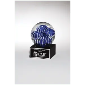 Globe with Blue & White Sea Anemone Design with Black Laserable Aluminum Plate