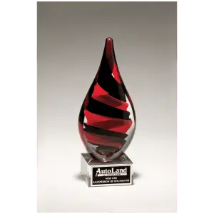 Black and Red Helix Teardrop with Black Laserable Aluminum Plate