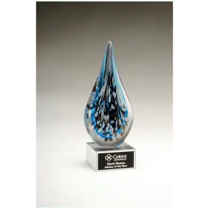 Multi-Colored Teardrop Art Glass with Black Laserable Aluminum Plate