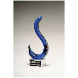 Modern Swan Design Art Glass with Black Laserable Aluminum Plate