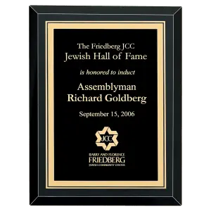 Black Glass Airflyte Premium Plaque with Black/Gold Florentine LaserFX Plate