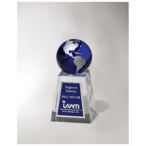 Crystal Trophy with Blue Globe