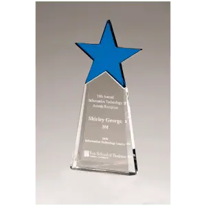 Blue Crystal Star on Clear Crystal Base