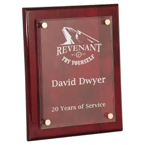Premier Rosewood Piano Finish Floating Glass Plaque