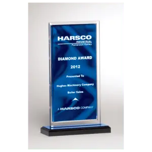 Dark Blue Draped Satin Pattern Acrylic Award with Silver Mirror Border