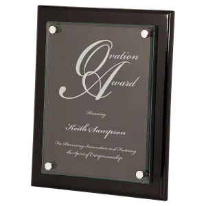Premier Black Piano Finish Floating Glass Plaque
