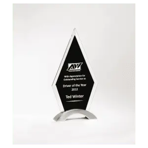 Beveled Clear Glass with Black Silkscreen and Silver Aluminum Accent Base