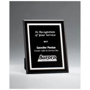 Black Glass Plaque with Silver Border and Easel Back