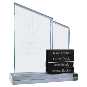 Crystal Perpetual Standup Plaque with 4 Black Crystal Blocks