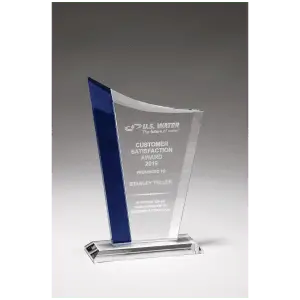 Zenith Series Clear Glass Award with Blue Glass Highlights