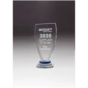 Chalice Series Sapphire Glass Award with Blue and Clear Glass Pedestal Base