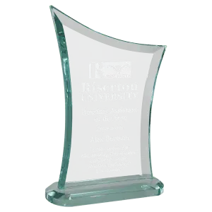 Contemporary Jade Glass Award with Oval Shaped Base