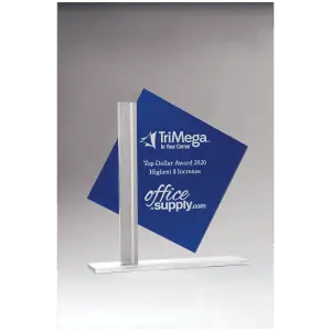Diamond Series Blue Silkscreened Glass with Brushed Aluminum Post and Base
