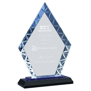 Premier Blue Accent Diamond Glass Award